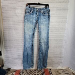 ROCK REVIVAL BECKY BOOTCUT LIGHT WASH JEANS, SZ 27